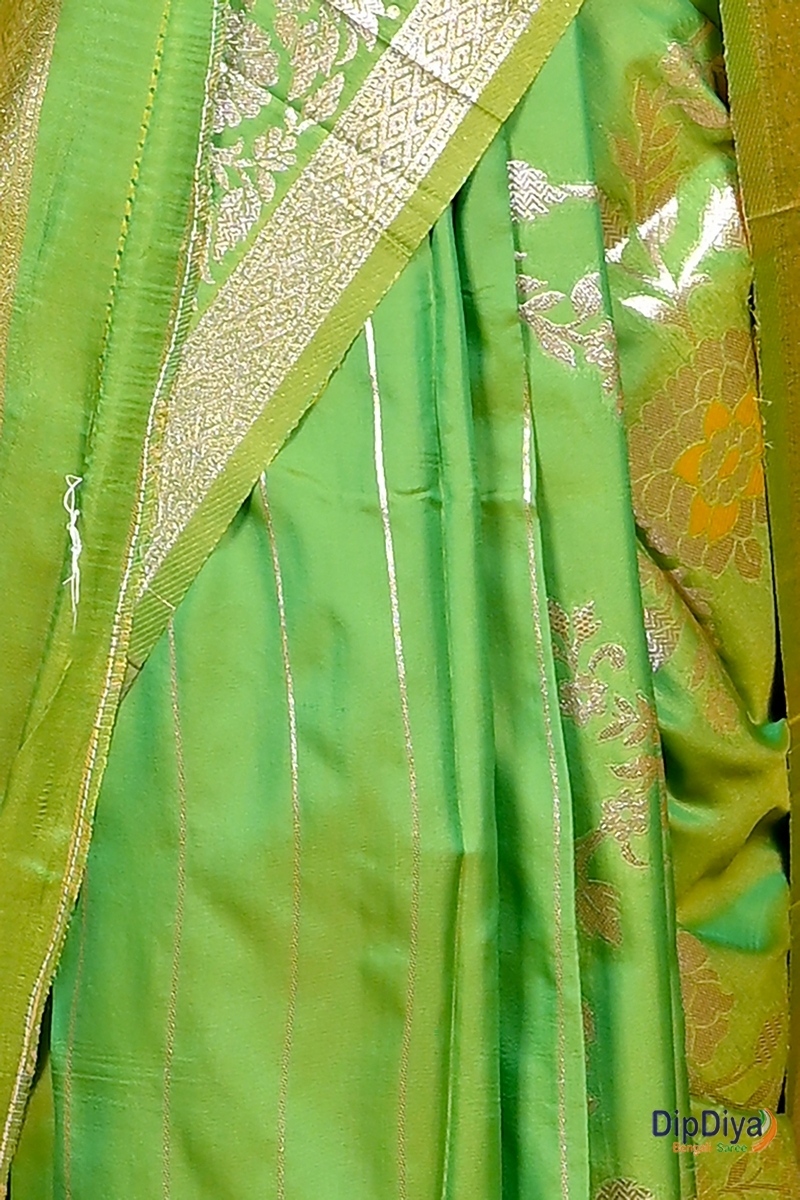 Green Cotton Silk Parosha Kathan Saree (508)